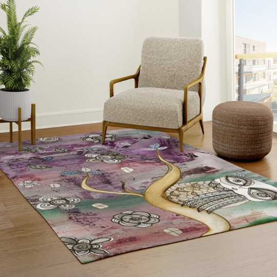 Area Rug 'Surreal Owl 01'