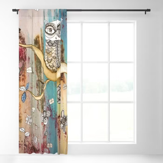 Window Curtains &quot;Surreal Owl 1&quot;