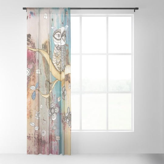 Window Curtains &quot;Surreal Owl 1&quot;