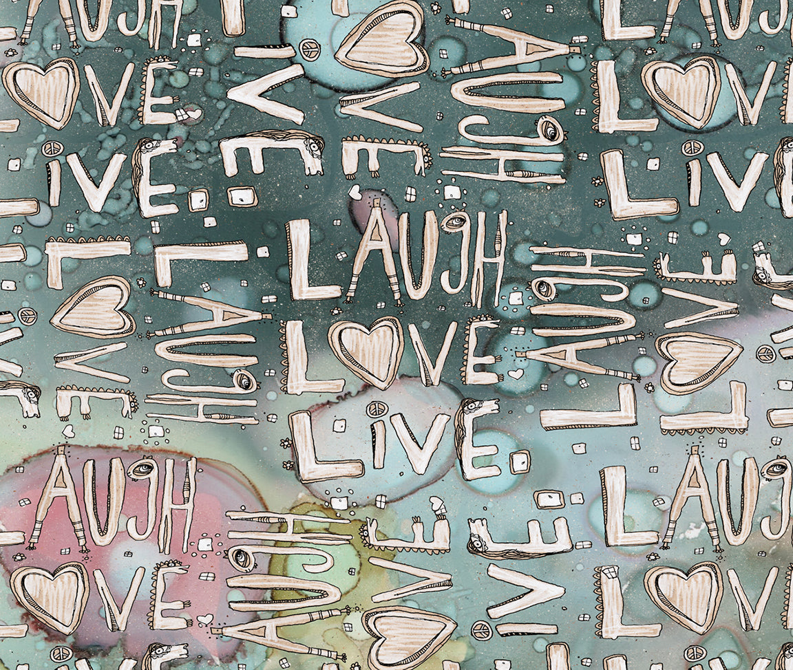 &#39;Laugh. Love. Live. Organic in Blue&#39; Fleece Blanket