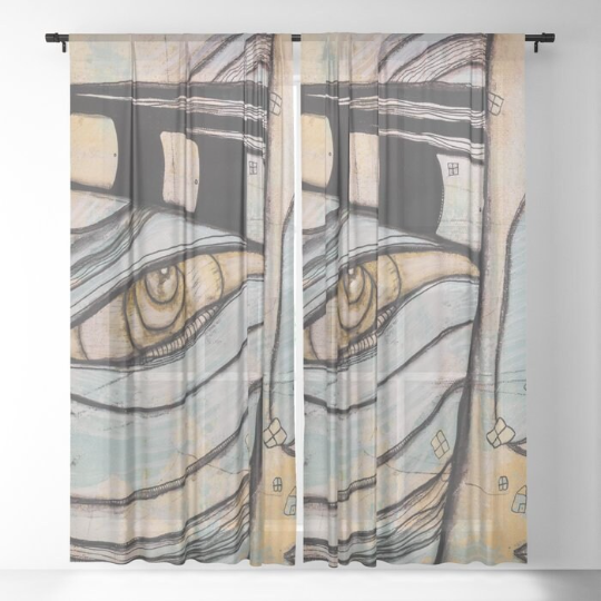 Window Curtains &quot;Waiting by the Sea V01&quot;