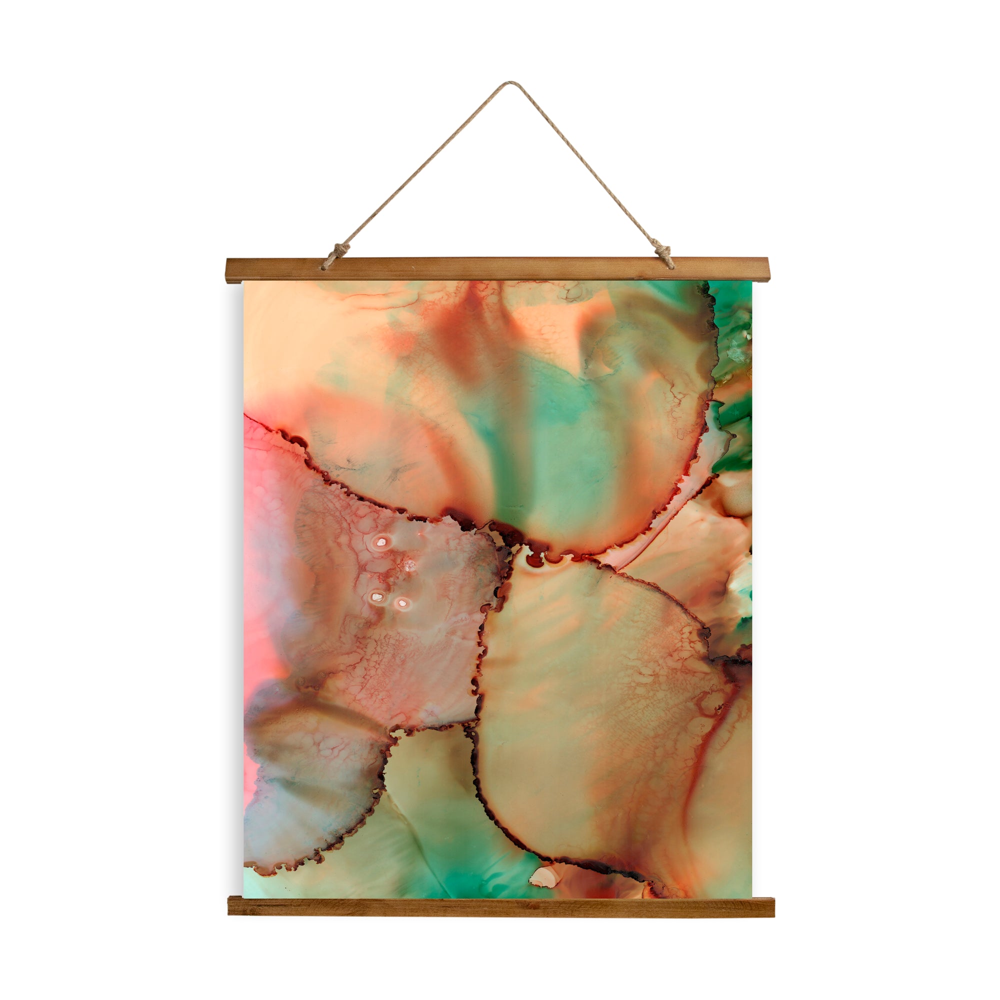 Whimsical Wood Slat Tapestry "Abstract Kiss"