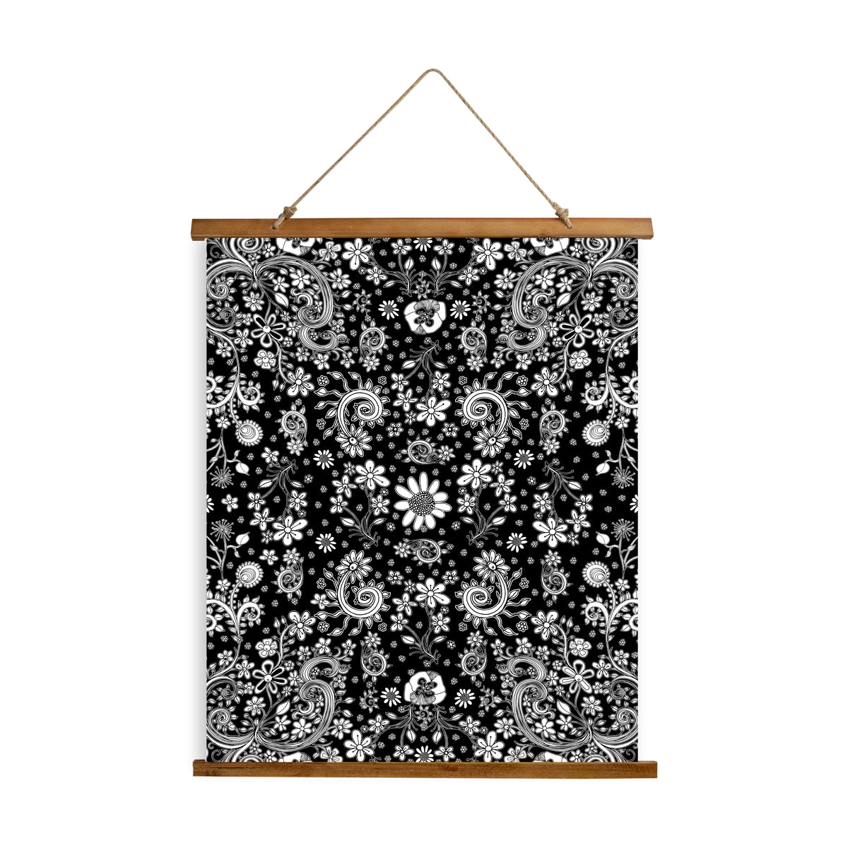 Whimsical Wood Slat Tapestry &quot;Birds of a Flower&quot;