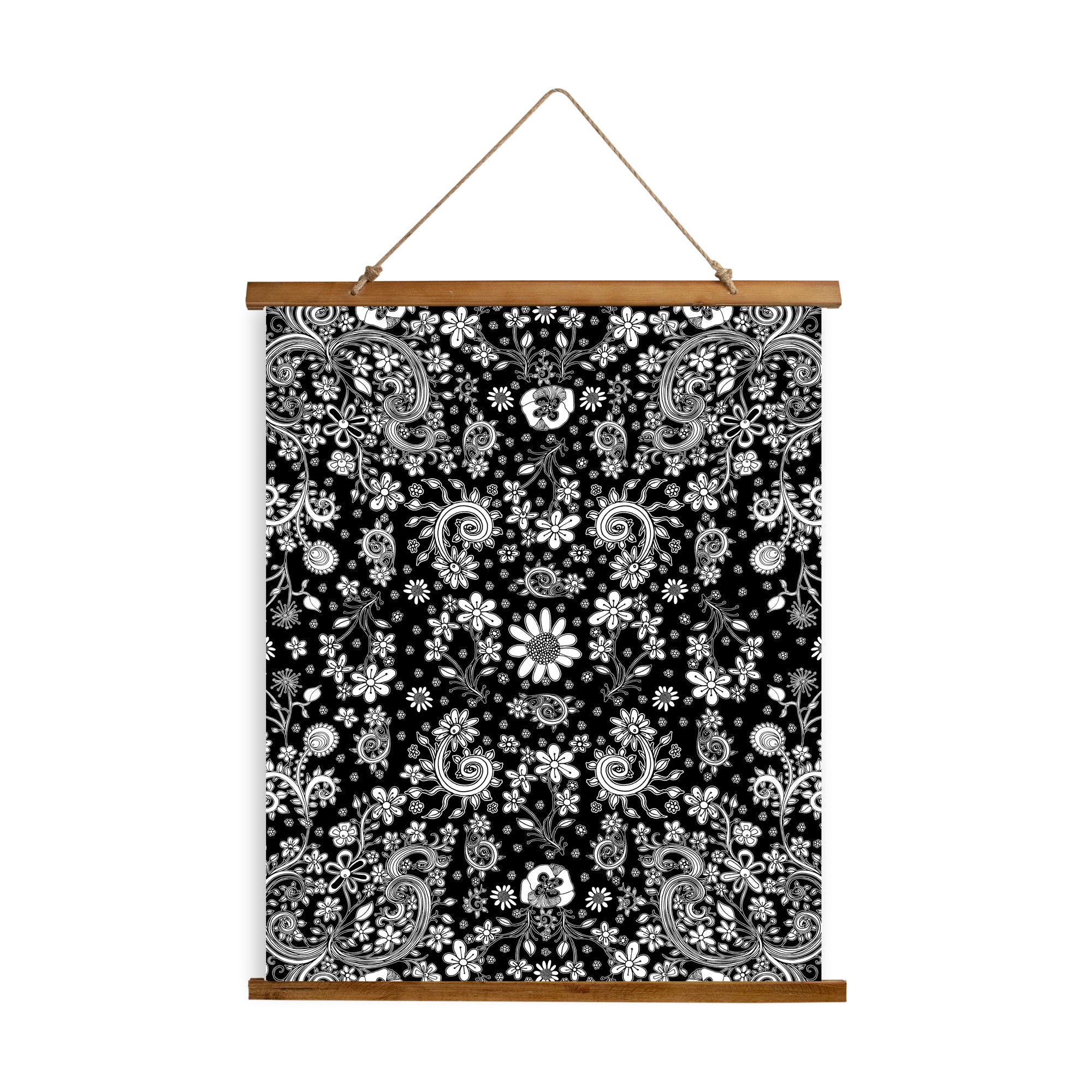 Whimsical Wood Slat Tapestry "Birds of a Flower"