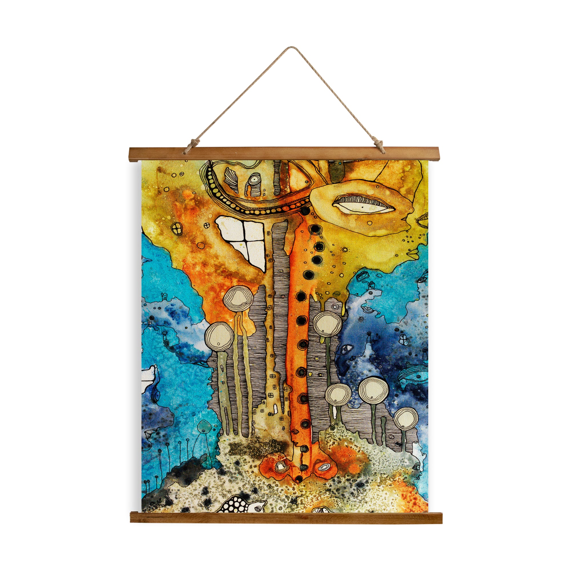 Whimsical Wood Slat Tapestry "Growing on me"