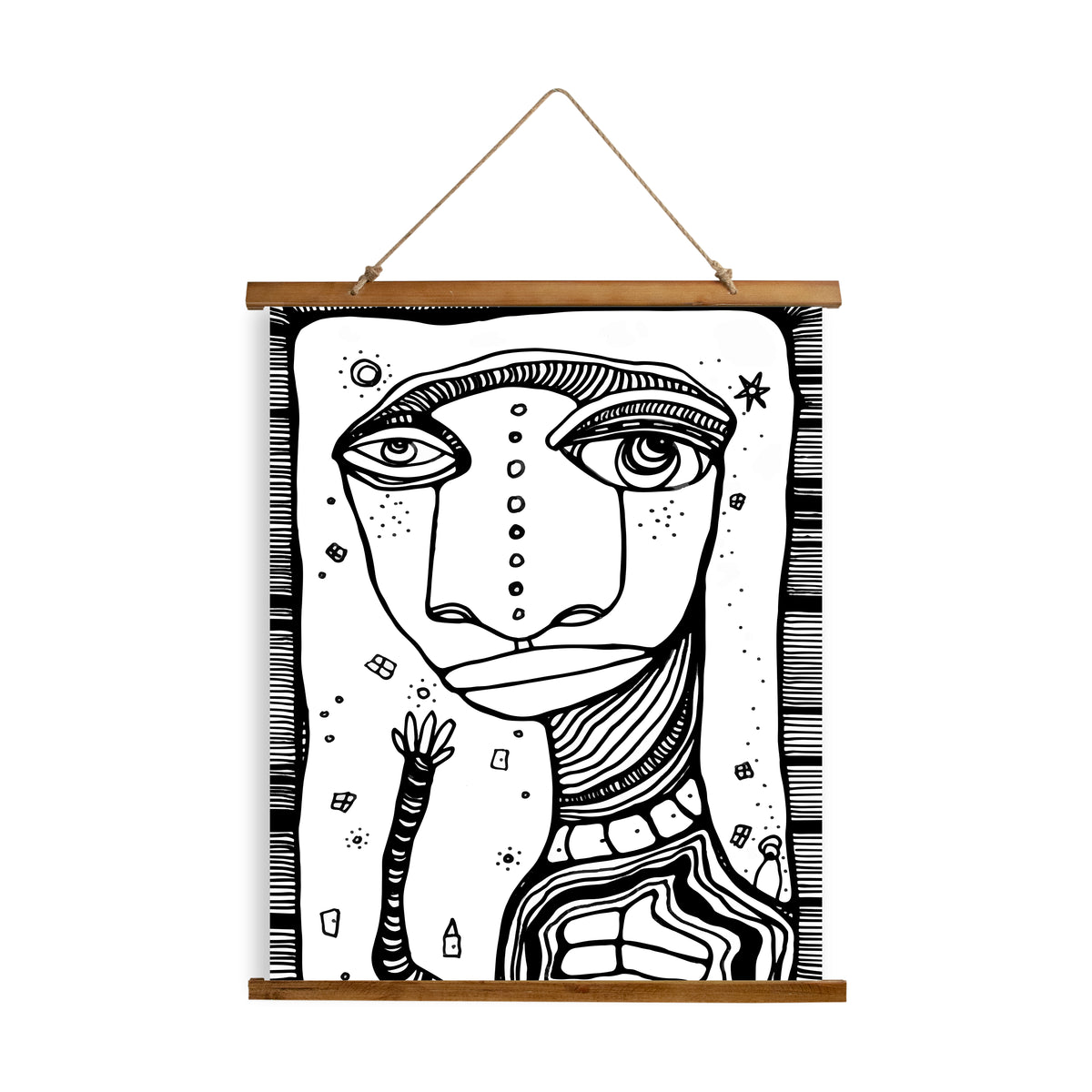 Whimsical Wood Slat Tapestry &quot;Hey Friends&quot;