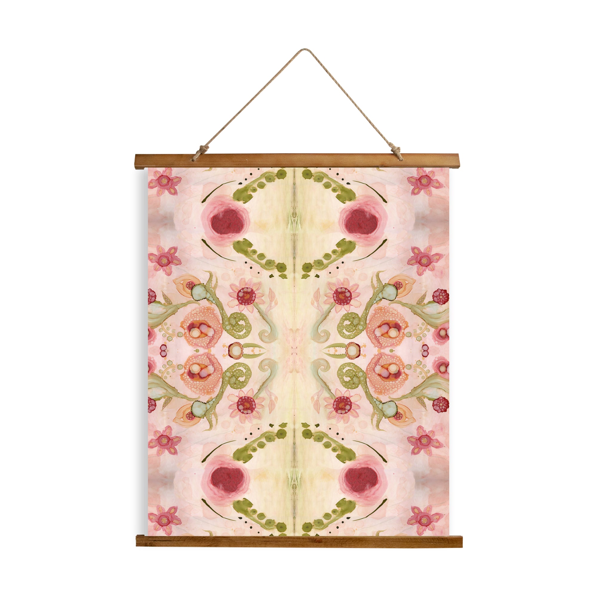 Whimsical Wood Slat Tapestry "Kali Floral 2"