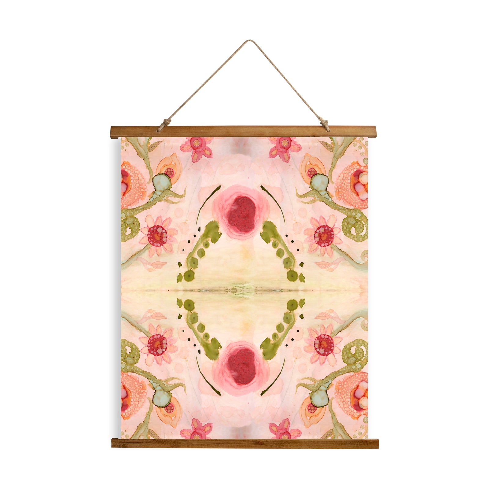Whimsical Wood Slat Tapestry "Kali Floral 1"