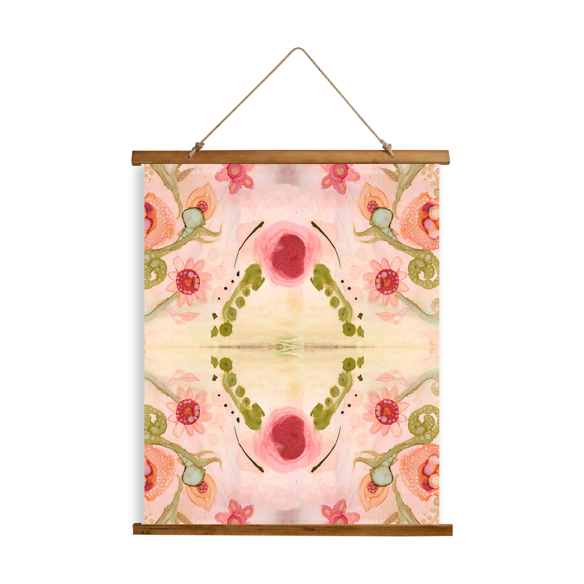 Whimsical Wood Slat Tapestry "Kali Floral 1"