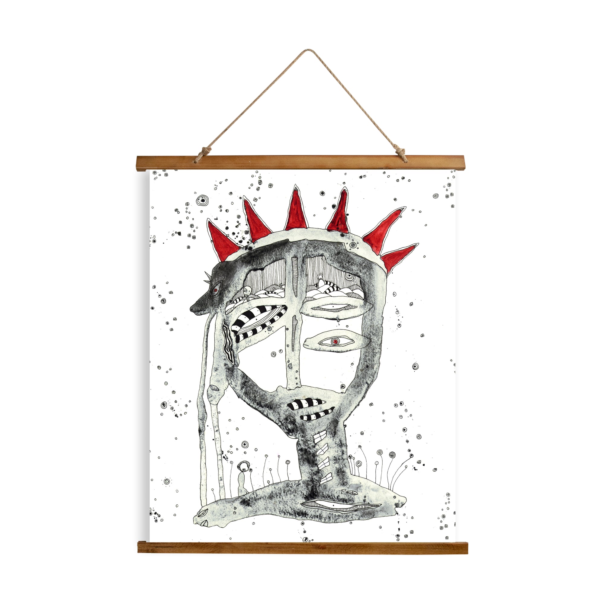 Whimsical Wood Slat Tapestry "King"