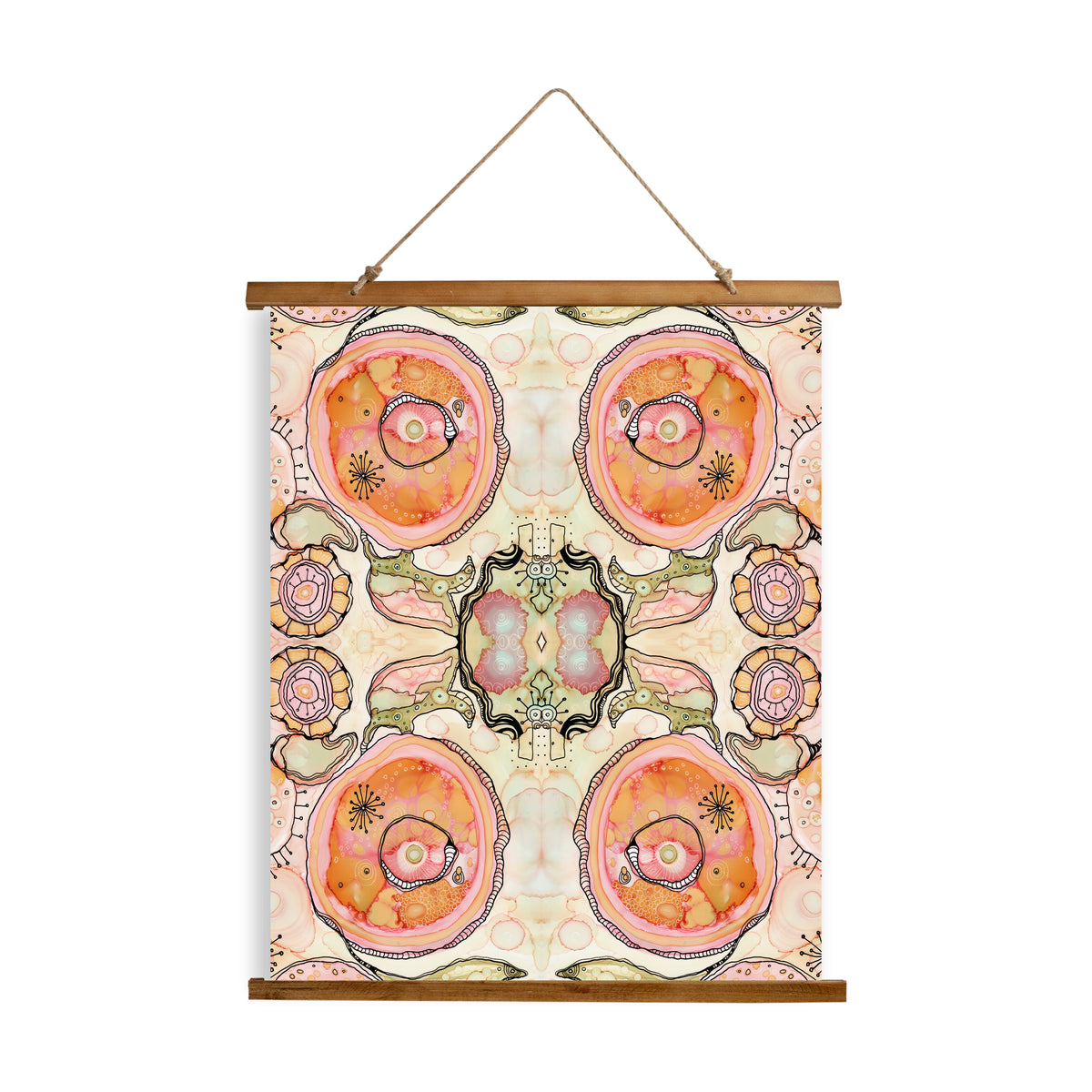 Whimsical Wood Slat Tapestry &quot;Lookin in&quot;