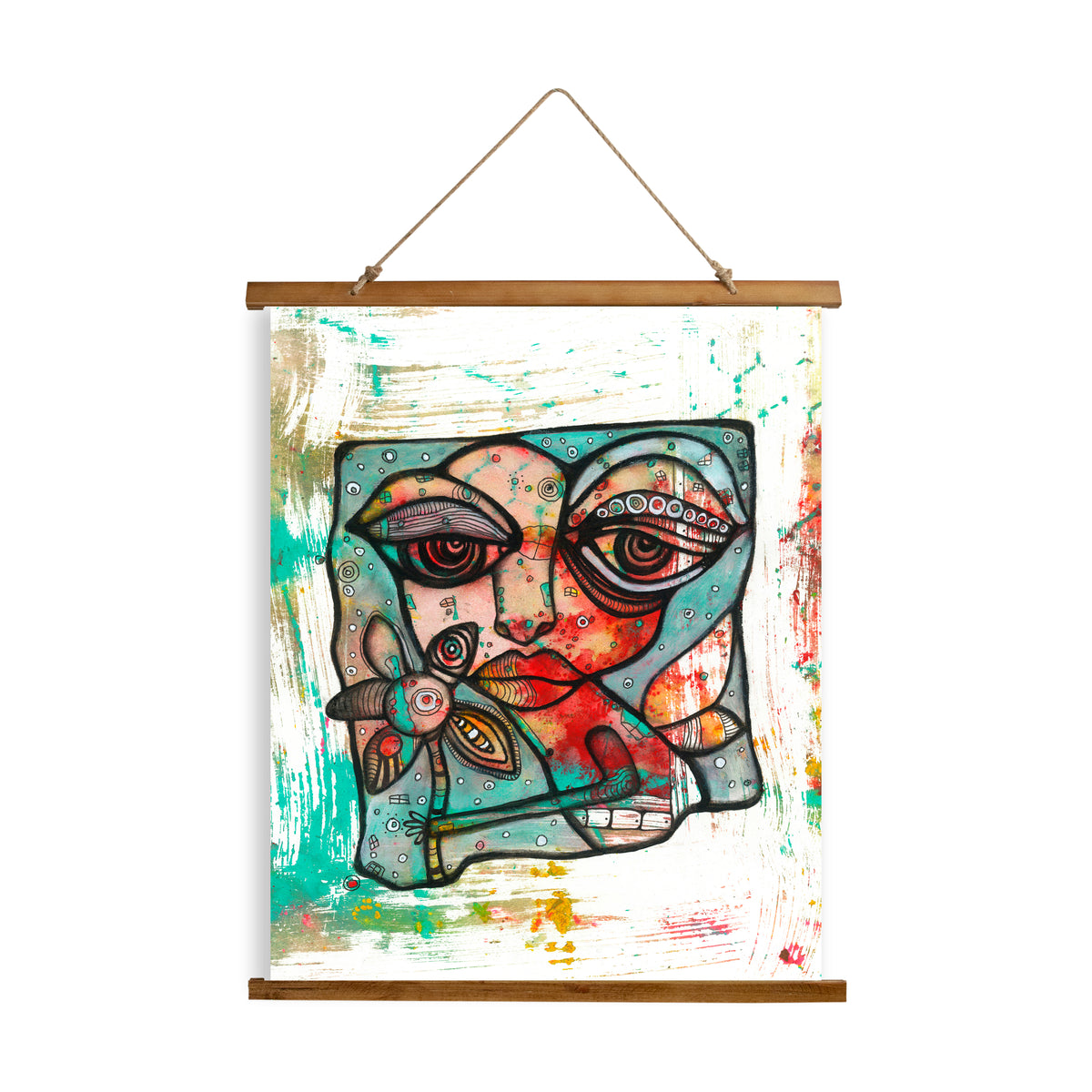 Whimsical Wood Slat Tapestry &quot;Mine&quot;