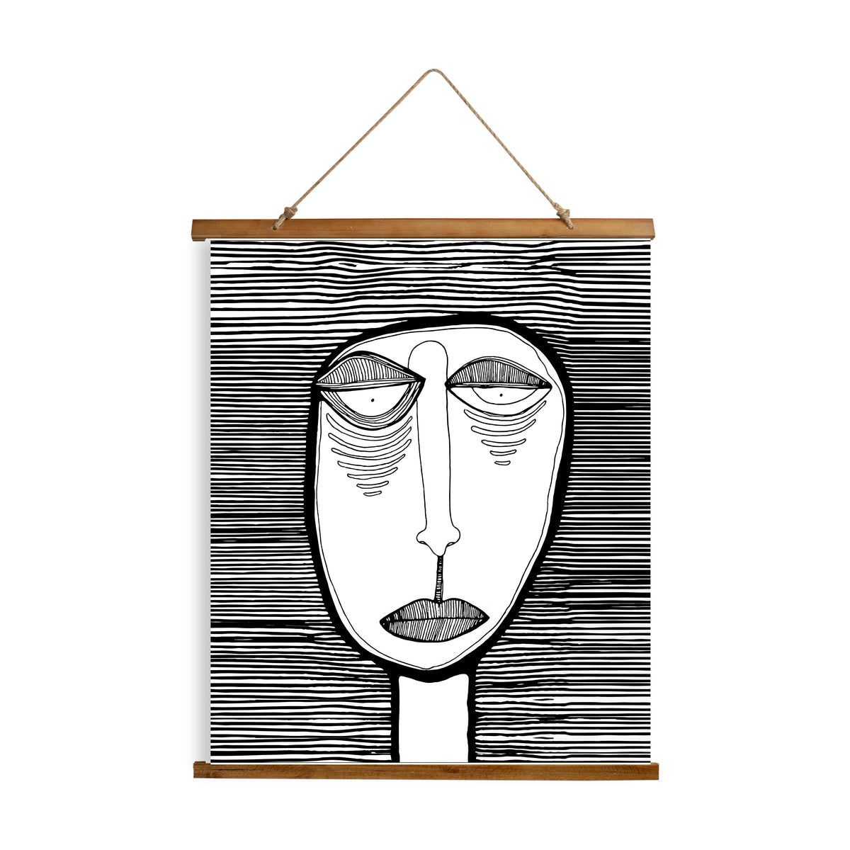 Whimsical Wood Slat Tapestry &quot;Oh Man&quot;