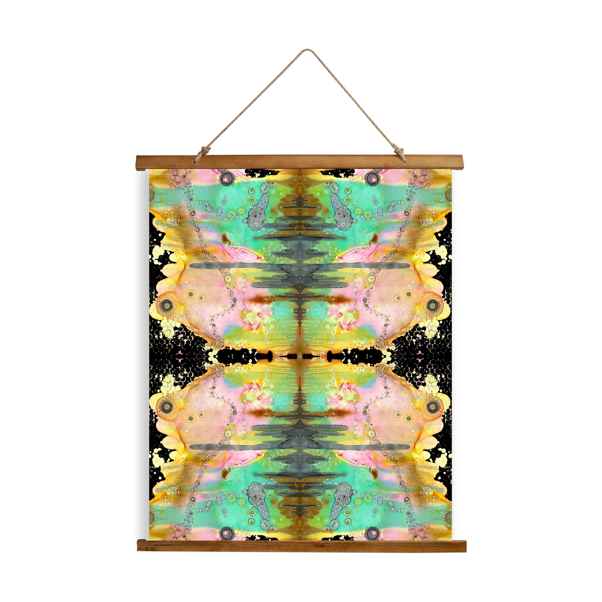 Whimsical Wood Slat Tapestry "Over The Rainbow pattern 2"