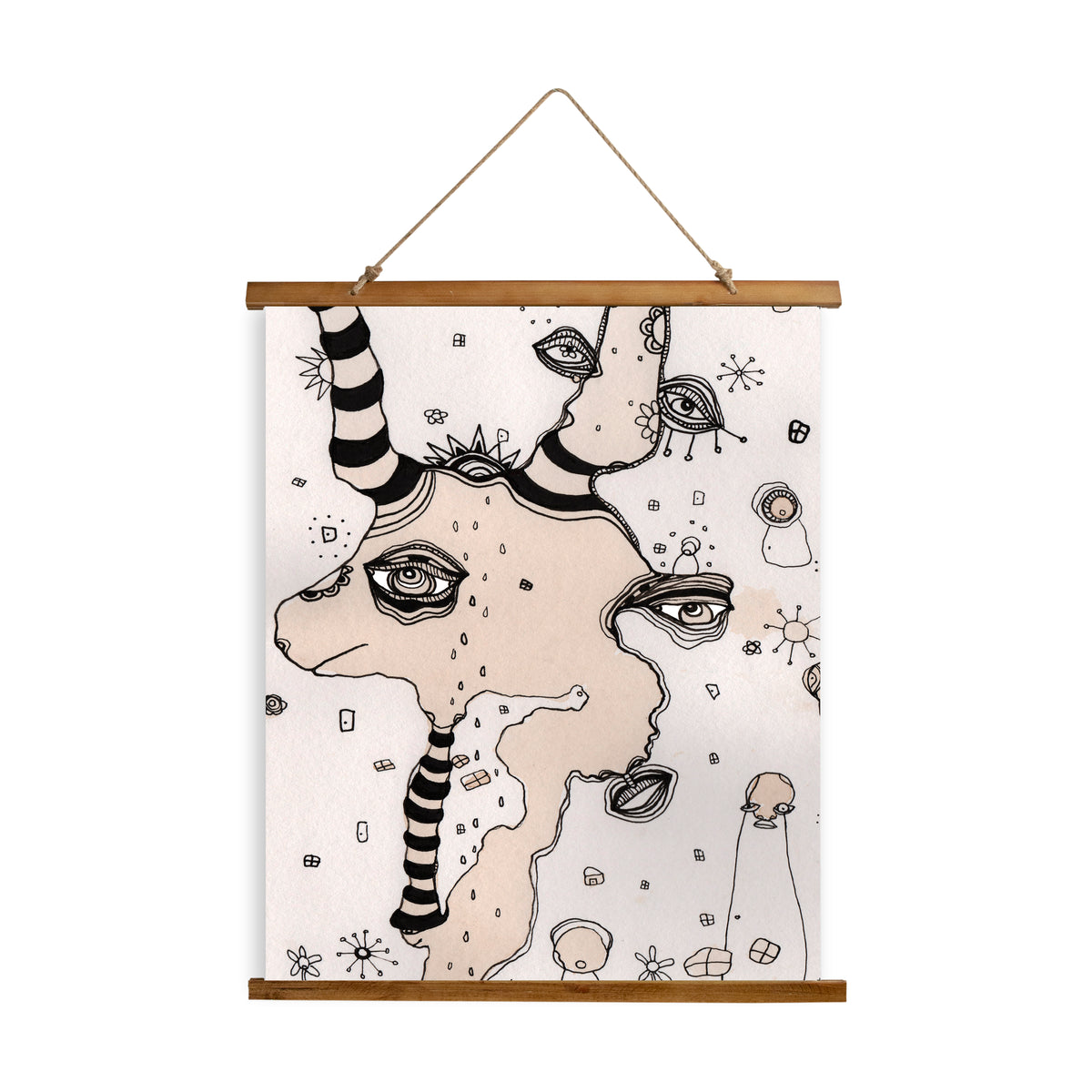 Whimsical Wood Slat Tapestry &quot;Stained 02&quot;