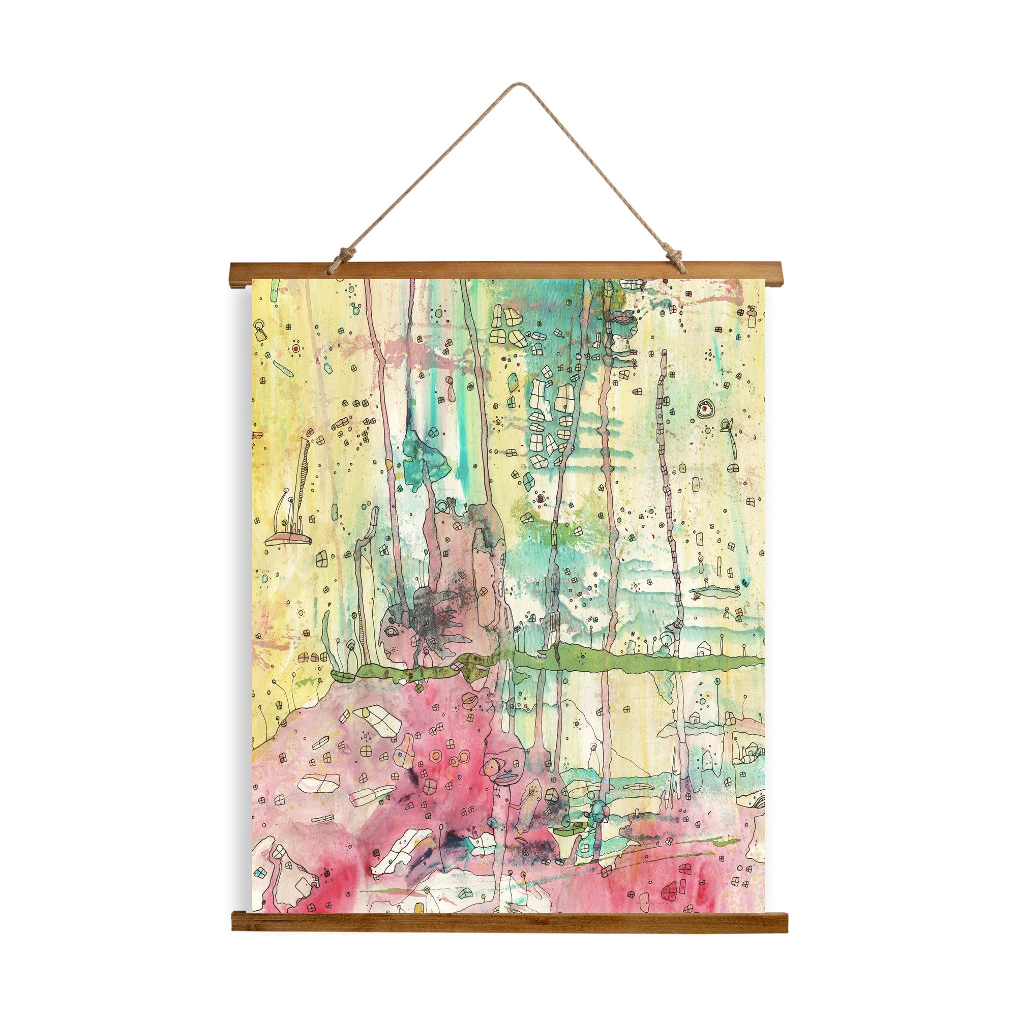Whimsical Wood Slat Tapestry "Wonderland"