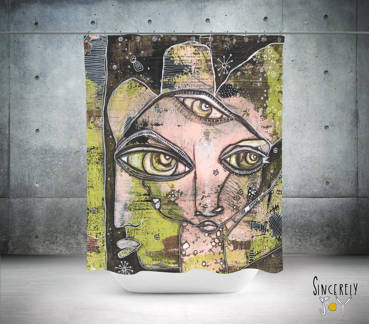 Abstract Mixed Media Shower Curtain &#39;What we See&#39;