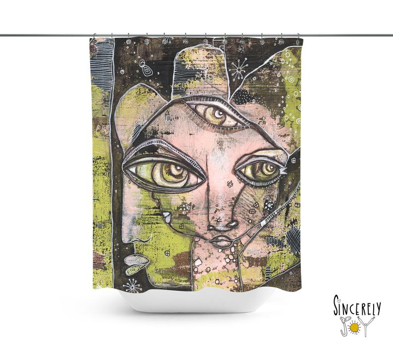 Abstract Mixed Media Shower Curtain &#39;What we See&#39;