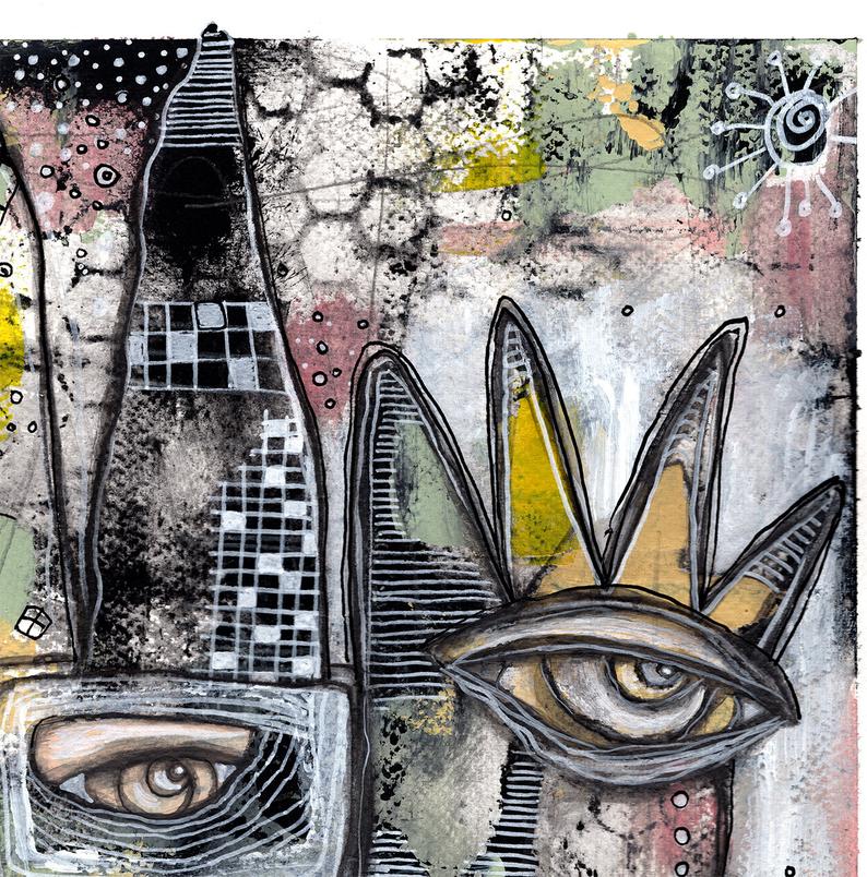 Abstract Mixed Media Shower Curtain &#39;Written in the Stars&#39;