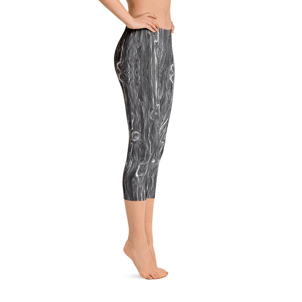 Abstract Capri leggings, Workout Pants &#39;Wood Grain&#39;