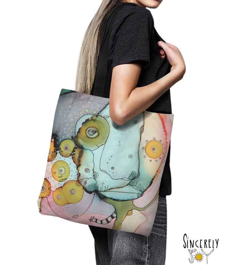 Tote Bag Mixed Media Art &#39;Dance With Me&#39;