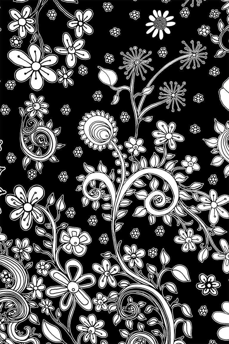 Black and white floral throw pillow