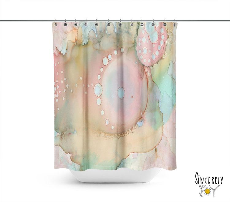 Abstract Shower Curtain 'Organic in Pastel'