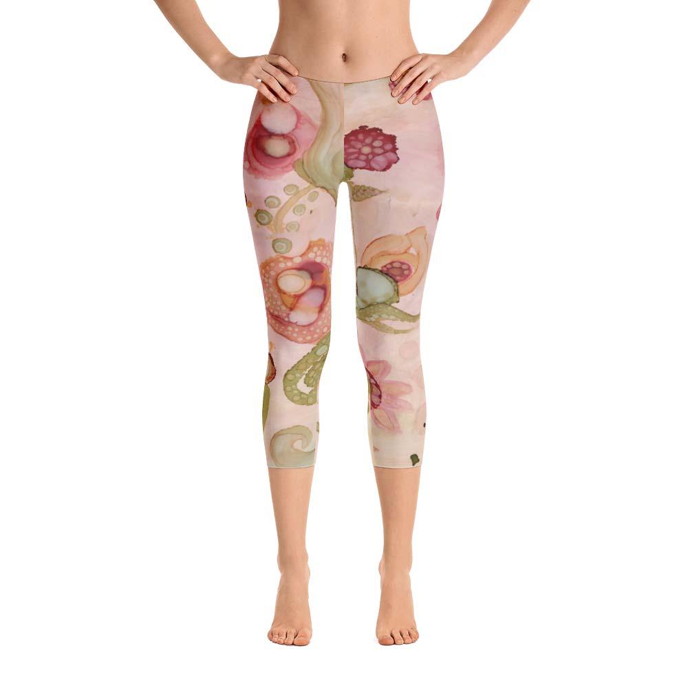 Abstract Capri leggings, Workout Pants 'Kali Floral'
