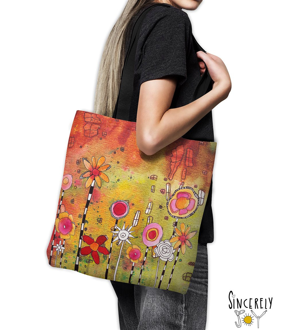 Tote Bag Mixed Media Art 'Garden Party painted by C.Cambrea featured in  Haute Handbags - Sincerely Joy
