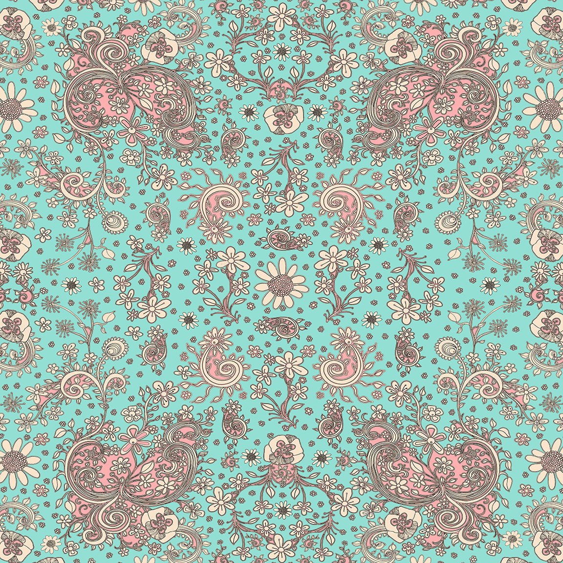 Teal Birds of a Flower 01&#39;