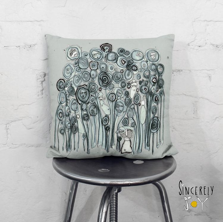Art Throw Pillow &#39;Garden Creatures&#39;