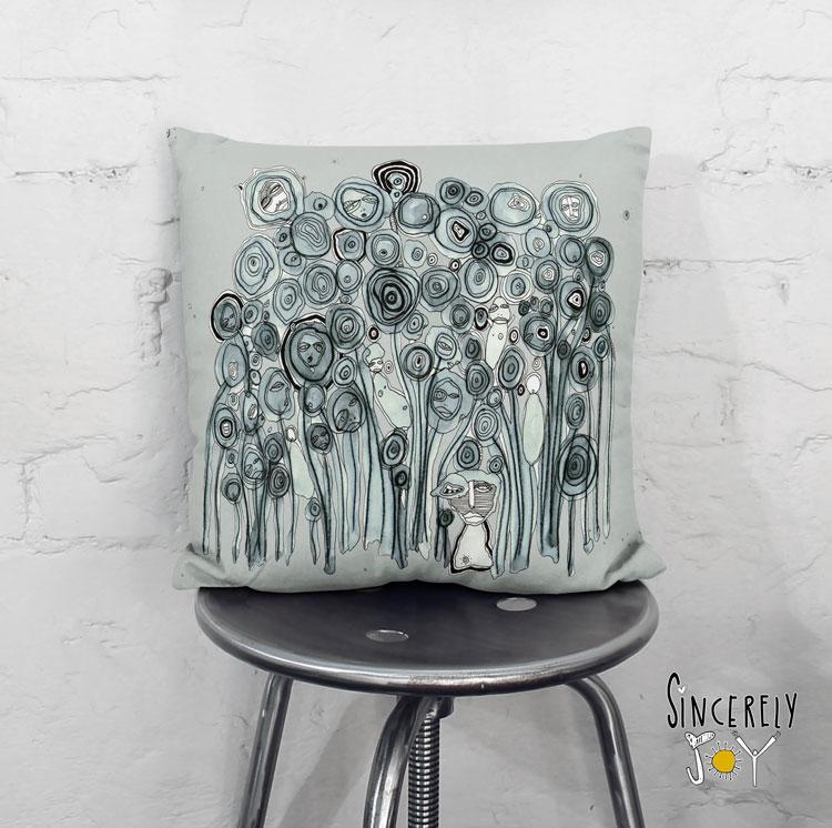 Art Throw Pillow 'Garden Creatures'