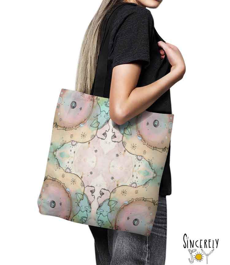 Tote Bag Mixed Media Art &#39;Turn Around 3&#39;