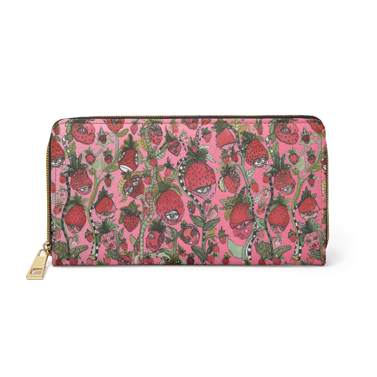 Fun Original Strawberries Art Zipper Wallet &quot;Strawberry Friends&quot;