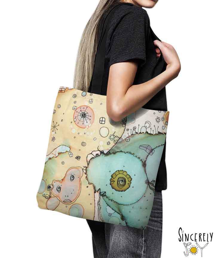 Tote Bag Mixed Media Art &#39;I See You 4&#39;