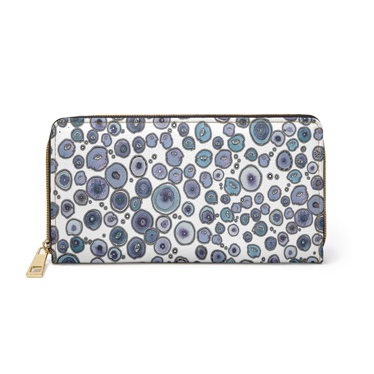 Fun Blueberries Art on Zipper Wallet &quot;Blueberry Friends&quot;