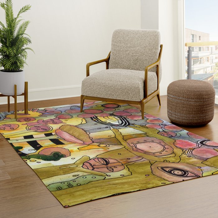 Confused Rug Psychedelic area rug 'Bugged Out' modern industrial bohemian gypsy ...
