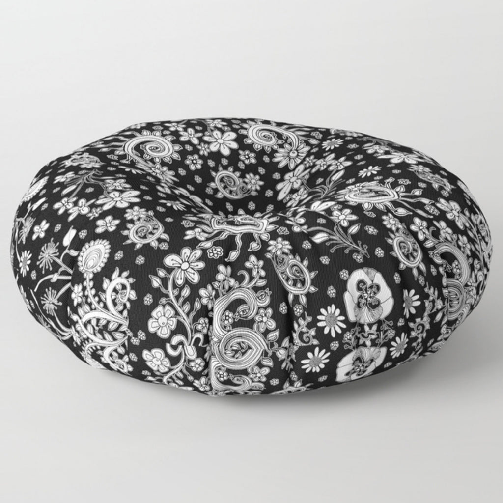 Floor / Meditation Cushion &#39;Birds of a Flower&#39;