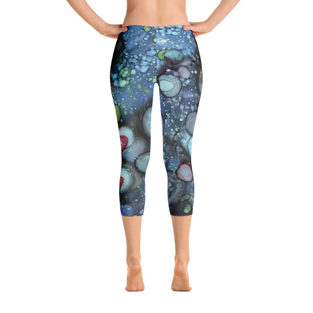 Abstract Capri leggings, Workout Pants 'Galaxy A' abstract art - Sincerely  Joy