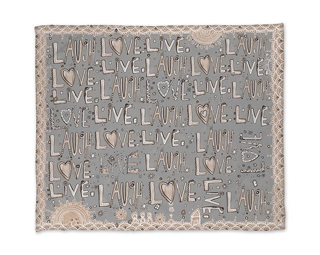 laugh love live grey soft fleece  blanket