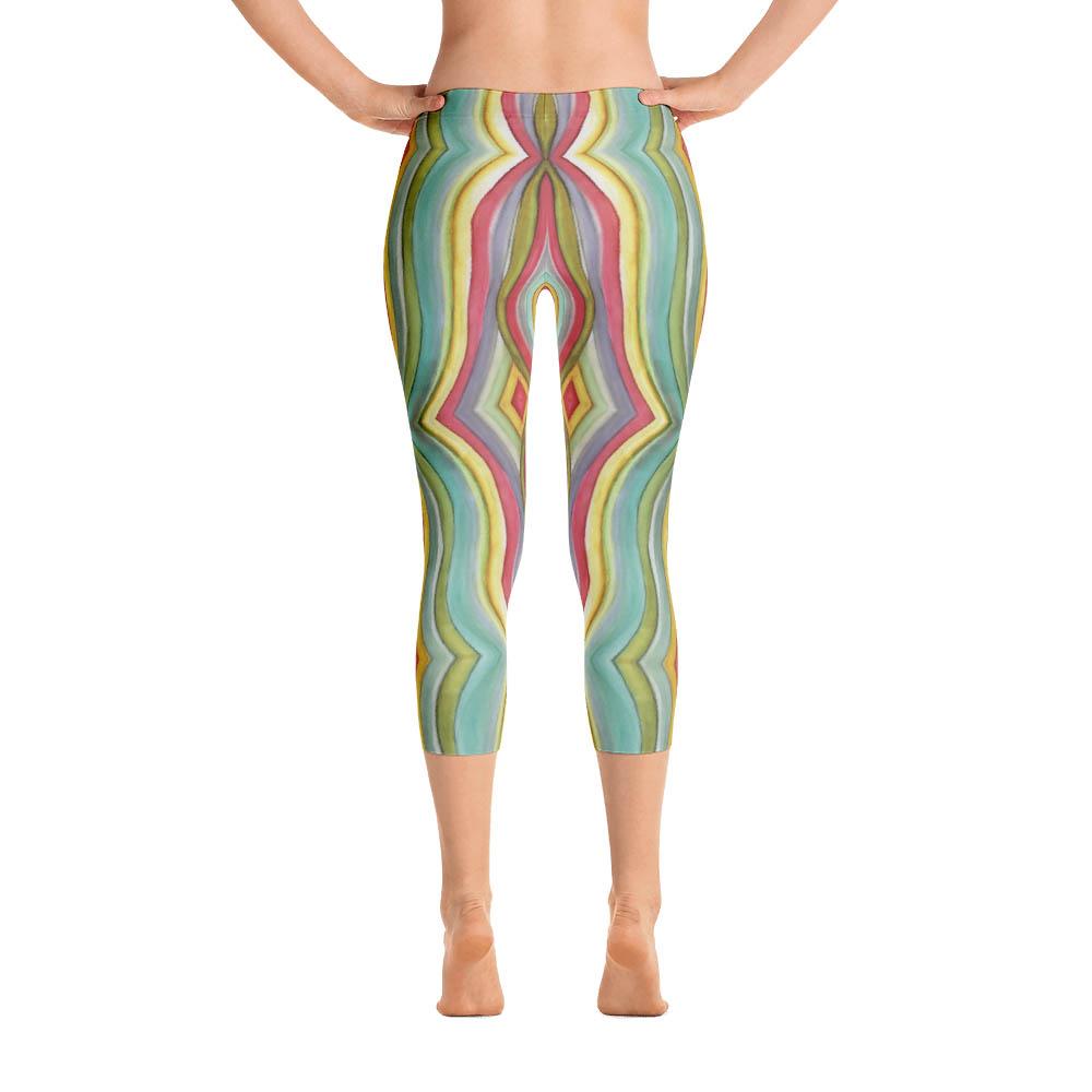 Abstract Capri leggings, Workout Pants &#39;Striped&#39;