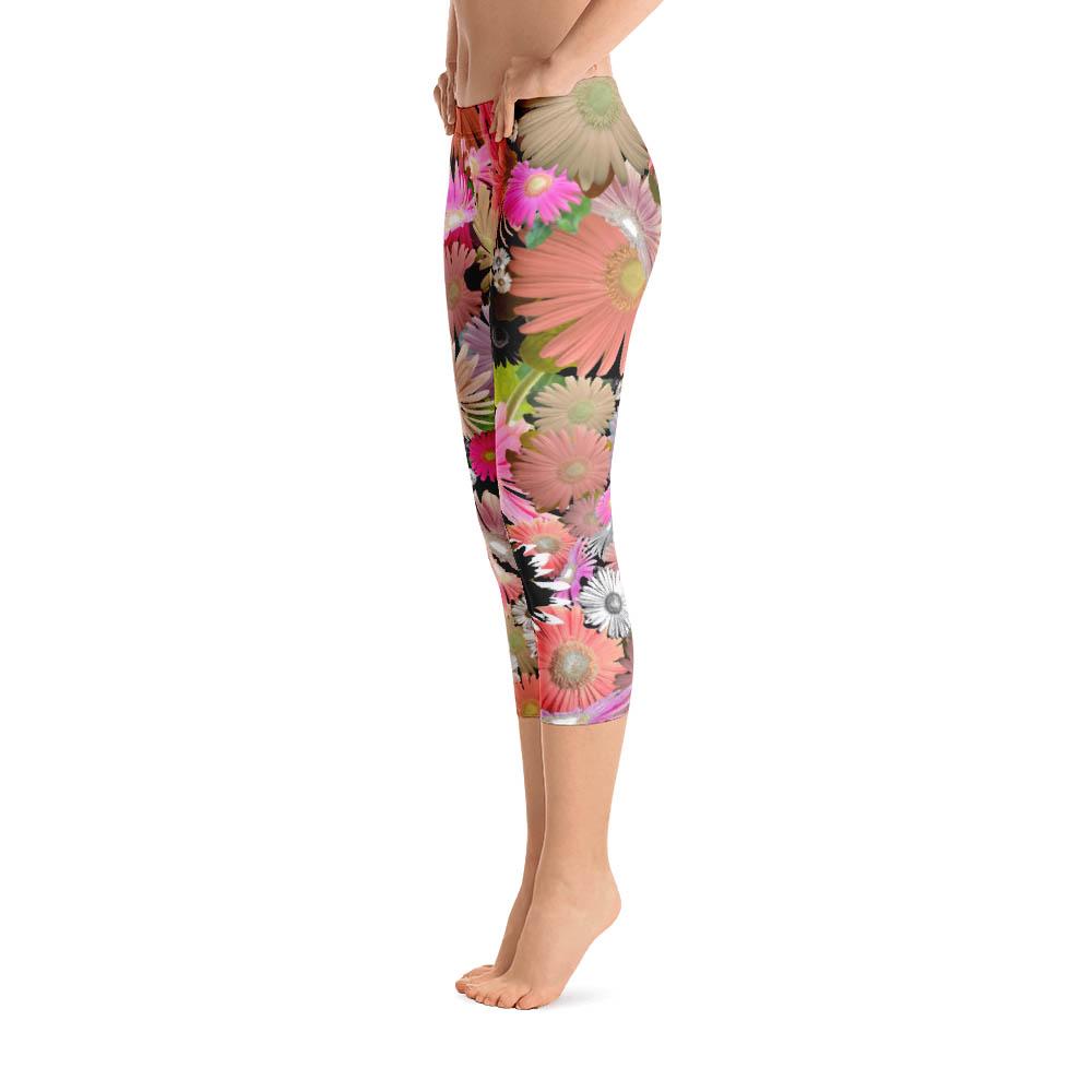 Abstract Capri leggings, Workout Pants &#39;CFloral 01&#39;