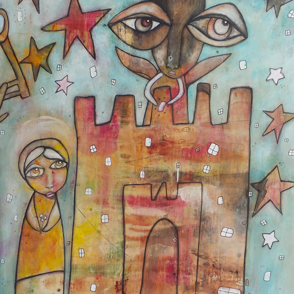 Original wood art &#39;Castle of Joy&#39;