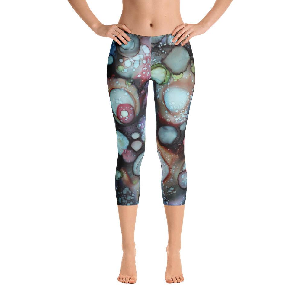 Abstract Capri leggings, Workout Pants 'Galaxy A' abstract art