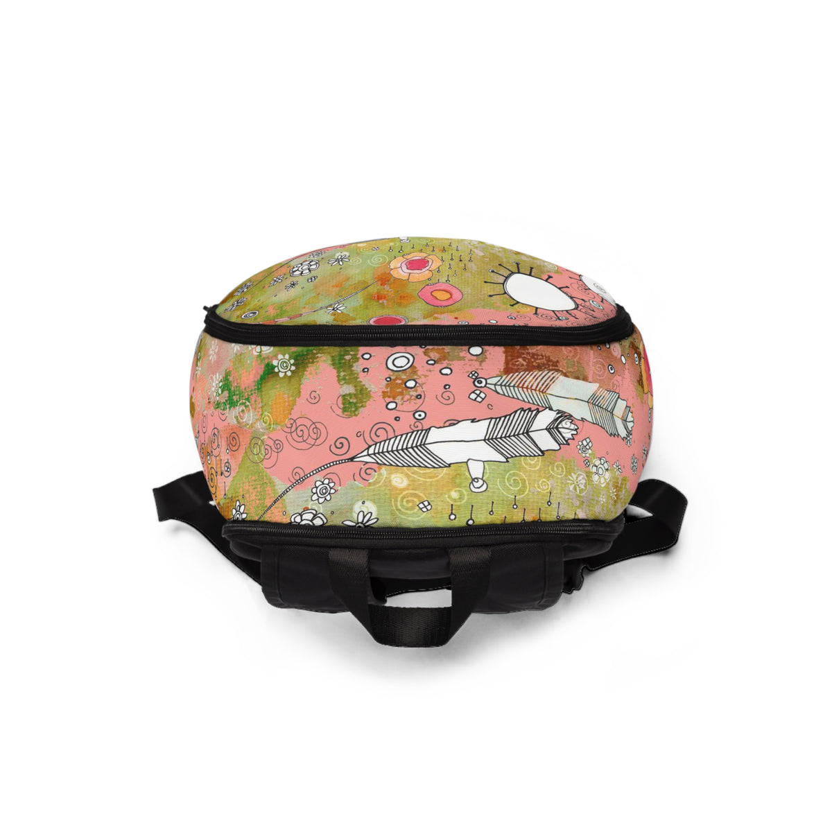 Boho Pink Backpack &quot;Feathers, Flowers&quot; Showers&quot;