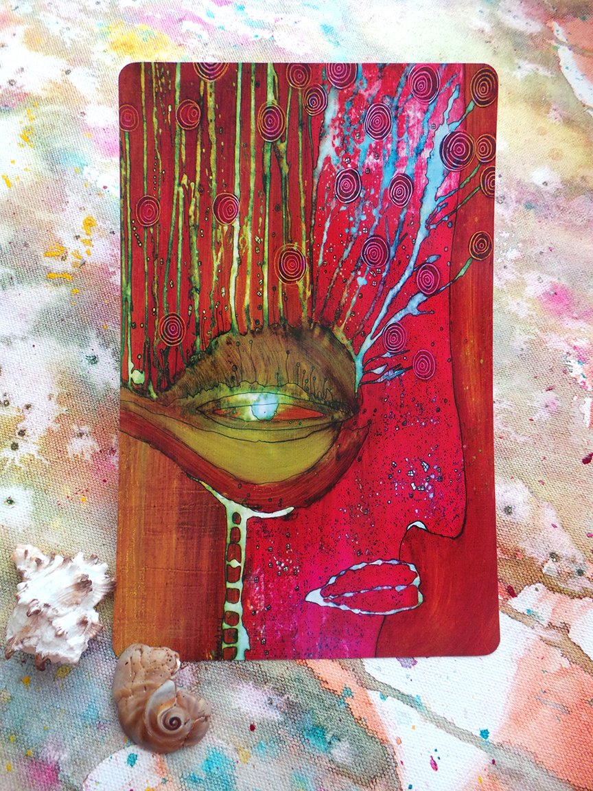 garden mixed media paining card