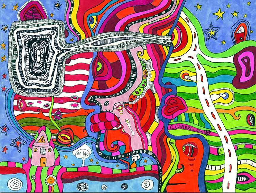 psychedelic colorful area rug