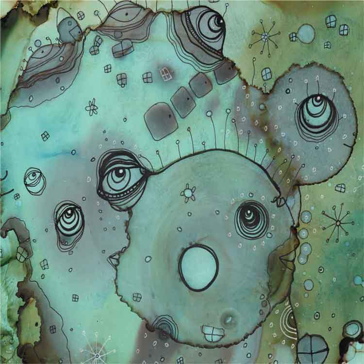 Abstract Mixed Media Shower Curtain &#39;4 Doors Away&#39;