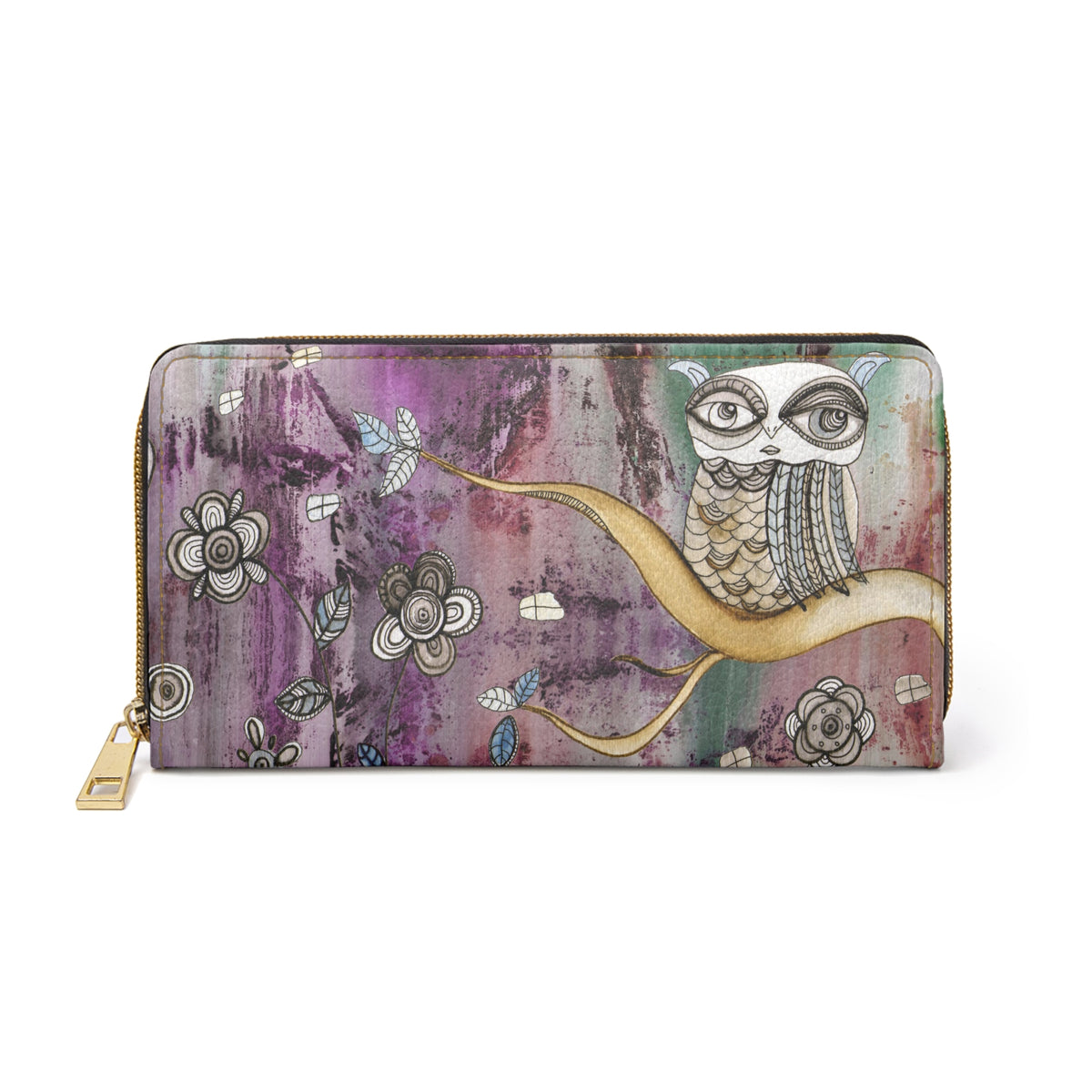 Boho Owl Zipper Wallet &quot;Surreal Owl 1&quot;