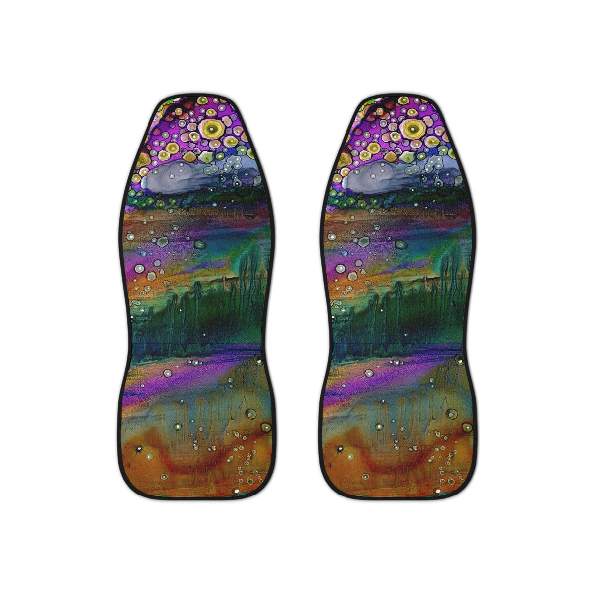 Colorful Car Seat Covers Tye Die Hippie Vibes &quot;Purple Mountain&quot;